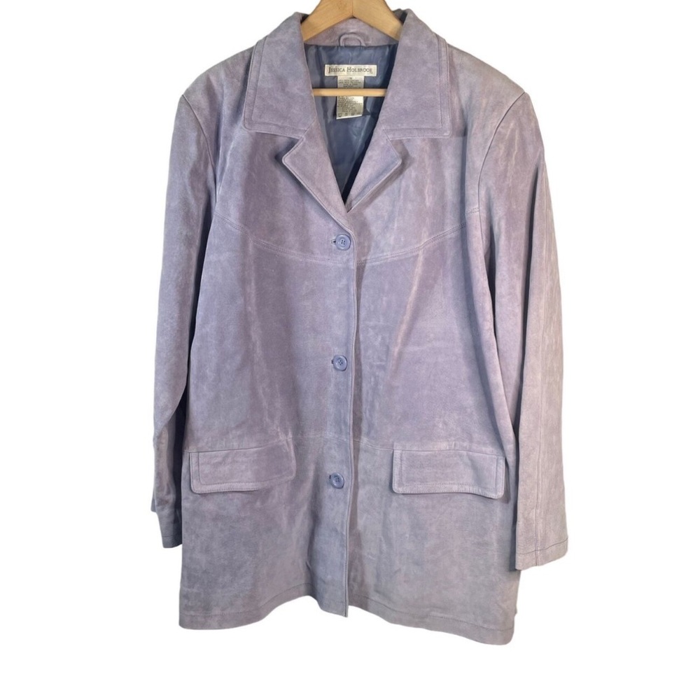 JESSICA HOLBROOK Large Women's Purple Suede Leather Collered Jacket